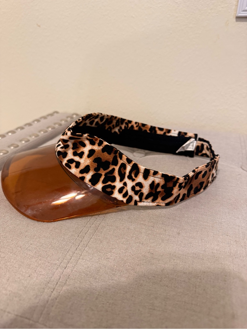 Leopard Print Visor with Amber Shield - Picture 2 of 4